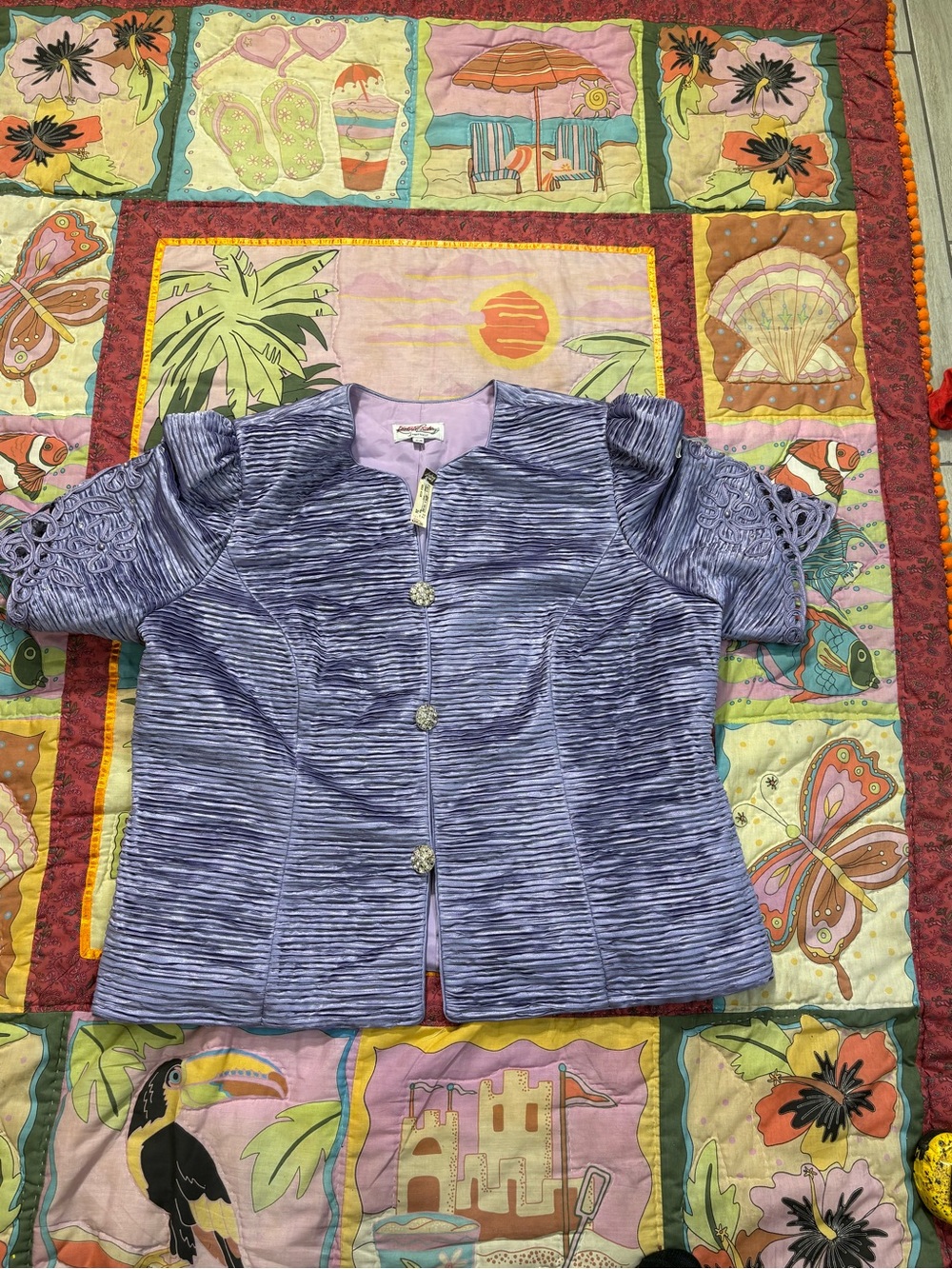 vintage Katherine Lindsay by Matthew Blazer Womens 24
Purple  V Neck Rhineston